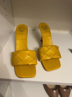 Vince Camuto Braided Yellow Slide Sandals